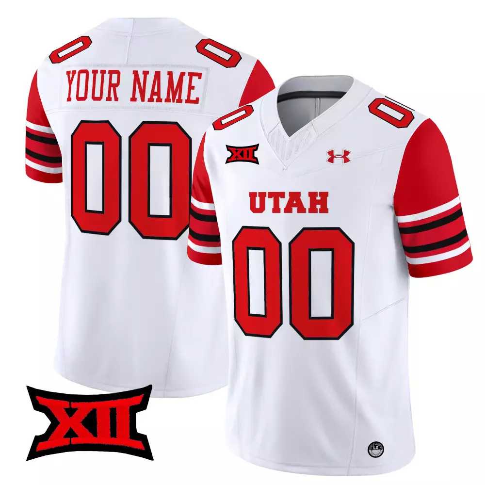 Custom Utah Utes Jersey White Big Red Black Vapor Limited All Stitched