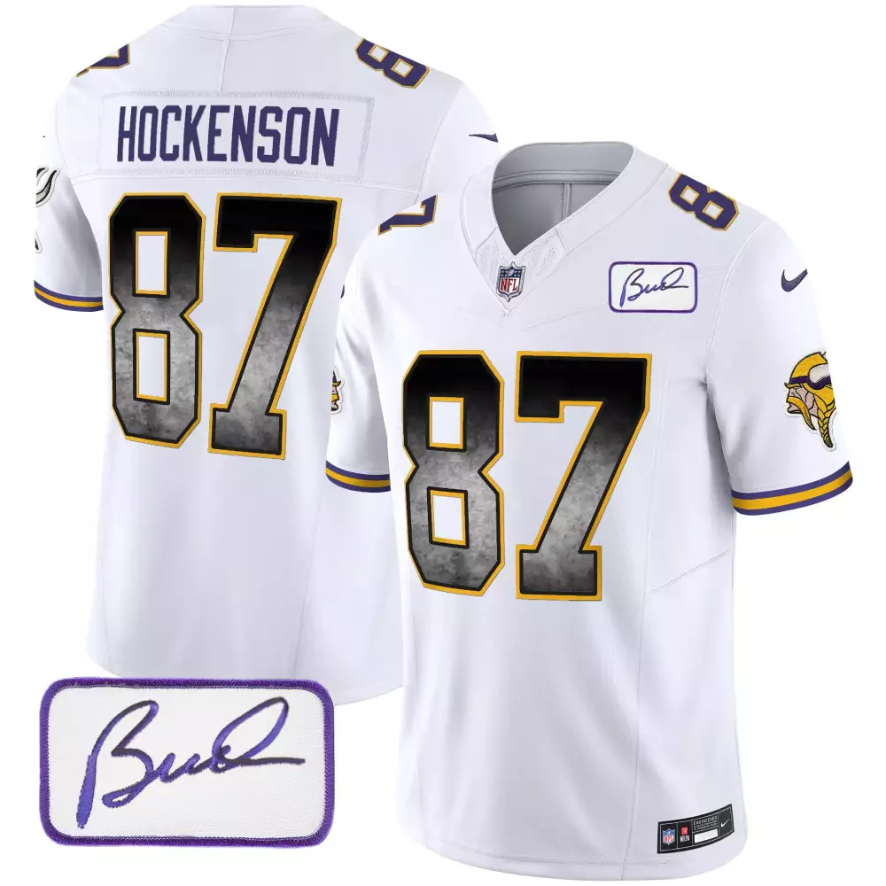 T.j. Hockenson 87 Jersey White Minnesota Vikings Tom Brady Signature Men Alternate