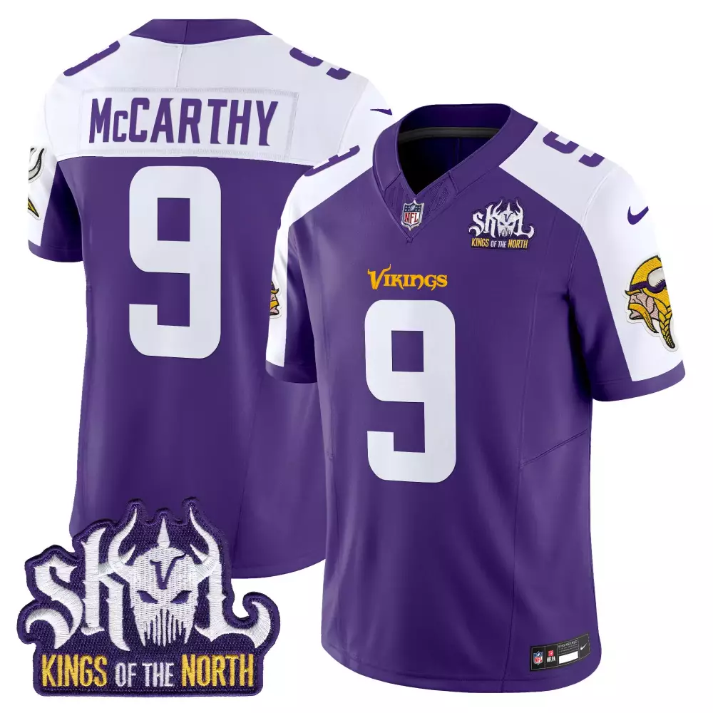 Jj Mccarthy 9 Vikings Jersey Purple Skol Kings North Men Standard White Alternate