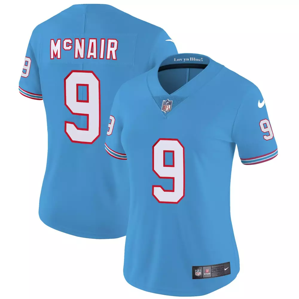 Steve Mcnair 9 Tennessee Titans Jersey Light Blue Women Alternate White Red Navy