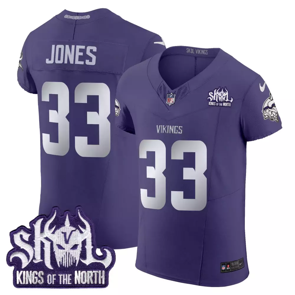 Aaron Jones 33 Vikings Jersey Purple Skol Kings North Men White Vapor Elite All Stitched
