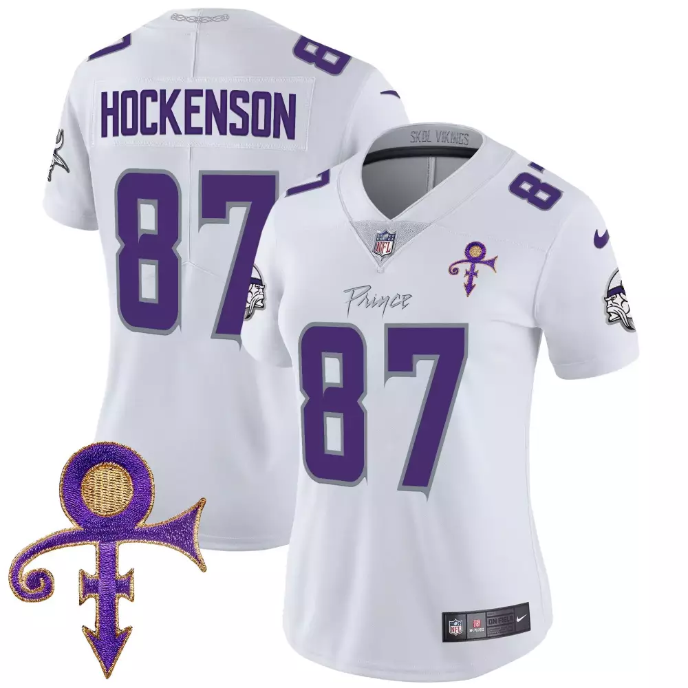 T.j. Hockenson 87 Jersey White Prince Minnesota Vikings Symbol Women Alternate Purple