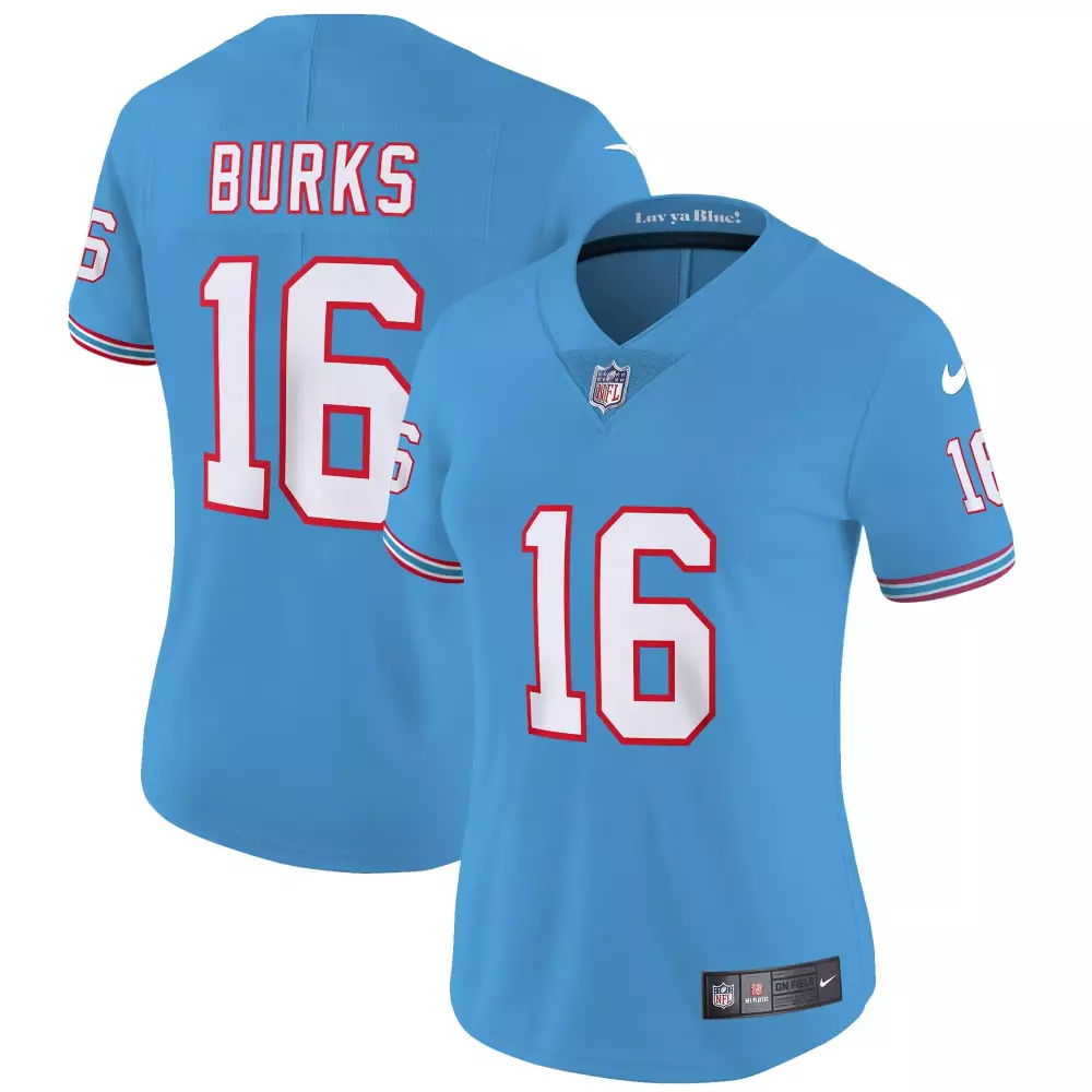 Burks 16 Tennessee Titans Jersey Light Blue Women Authentic Alternate White Red Navy
