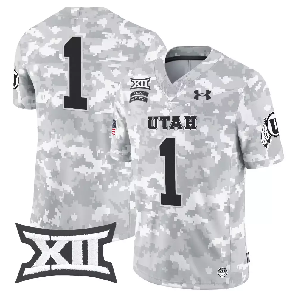 Utah Utes 1 Jersey Gray Salute To Service Big 2023 Men Split Custom Design White