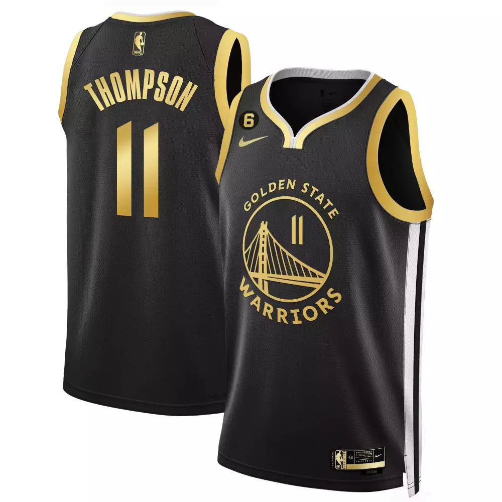 Klay Thompson 11 Jersey Black Golden State Warriors Men Gold All Stitched Vapor