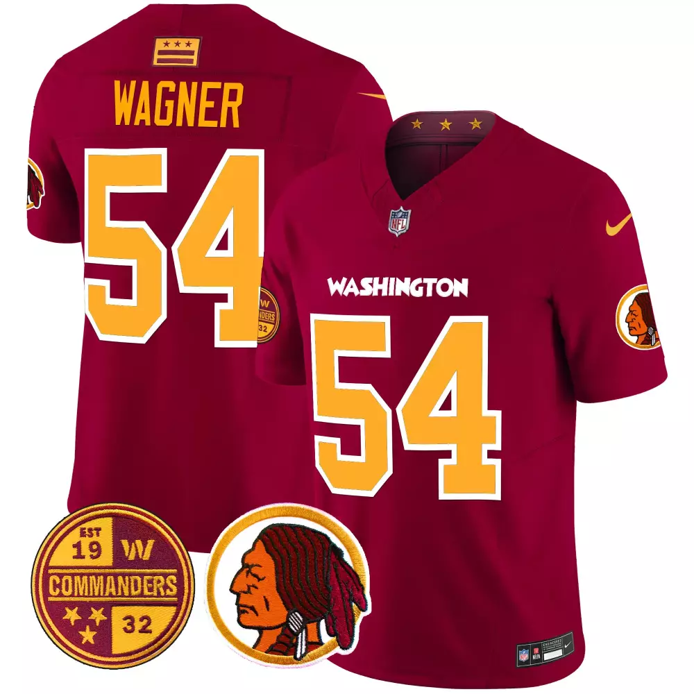 Bobby Wagner 54 Jersey Maroon Washington Commanders 19 32 Men Player Yellow Vapor