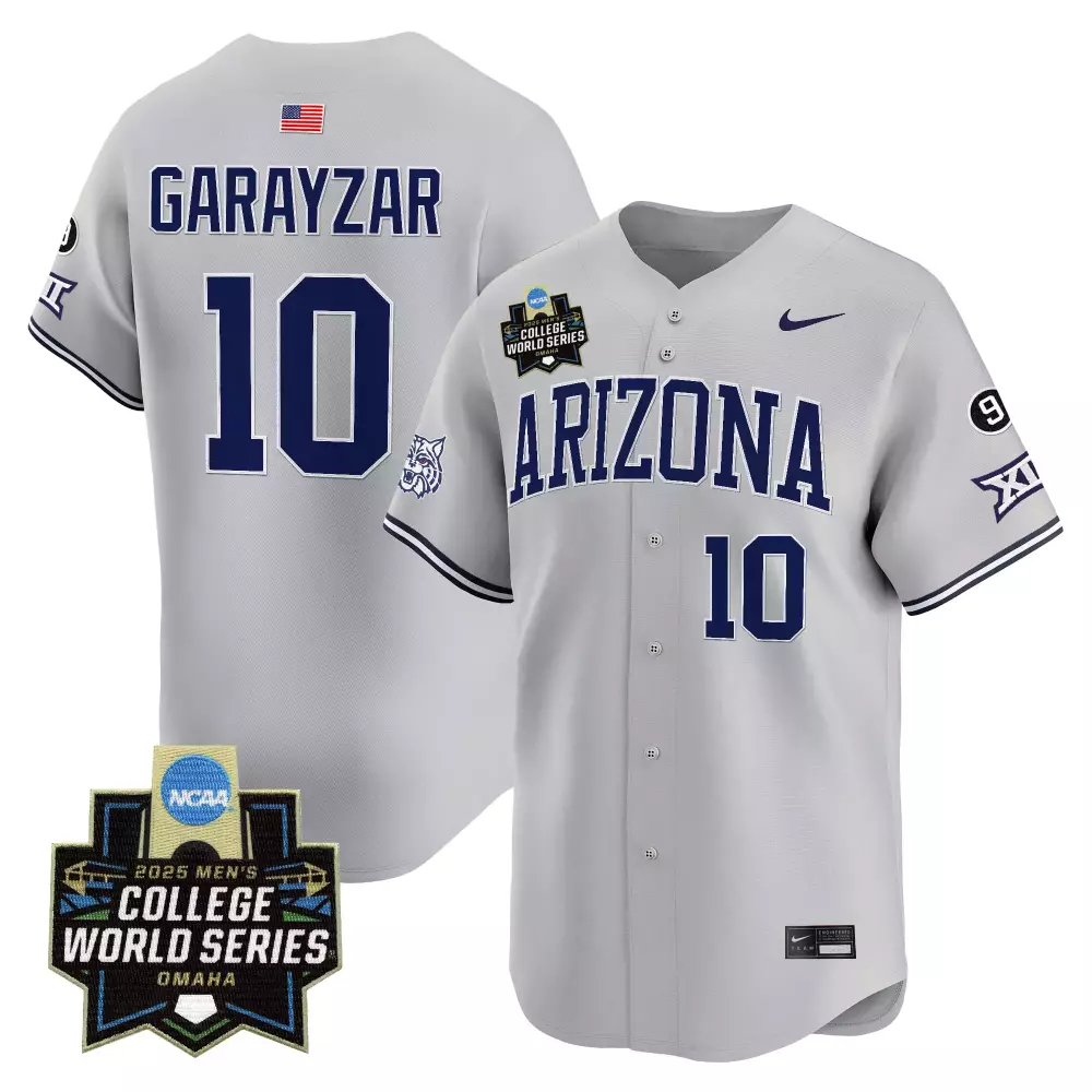 Garayzar Wildcats 10 Arizona Jersey Gray College World Series Men Navy Blue Vapor