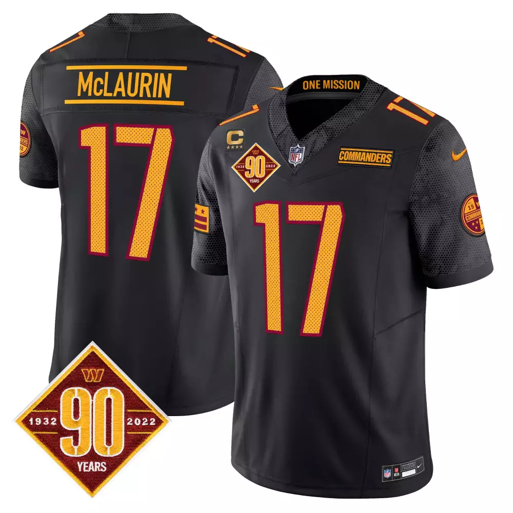 Terry Mclaurin 17 Commanders Jersey Black 90th Anniversary 90 Years 1932-2022 2022