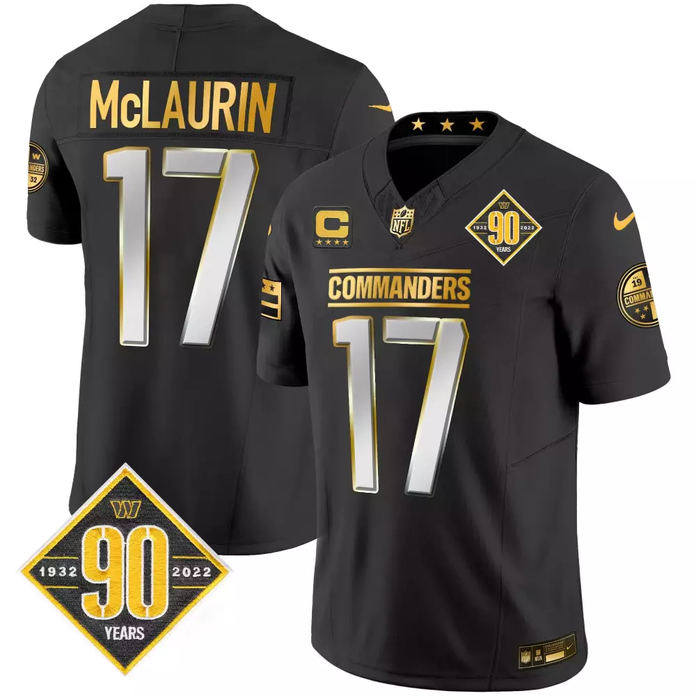 Terry Mclaurin 17 Commanders Jersey Black 90th Anniversary 90 Years 1932-2022 Men