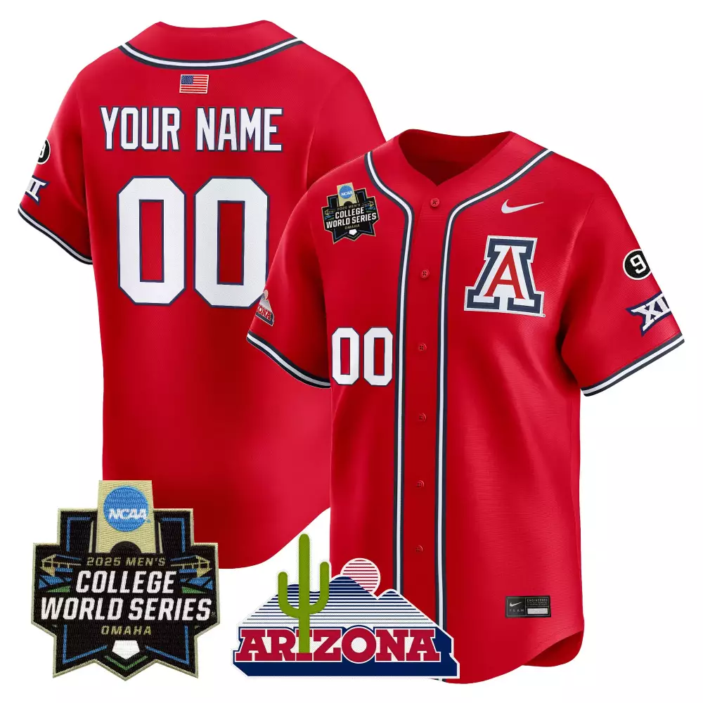 Custom Arizona Jersey Red College World Series 2025 Men White Blue