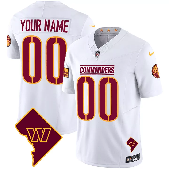 Custom Commanders Jersey White Washington Dc Shape Men Alternate Maroon Gold All