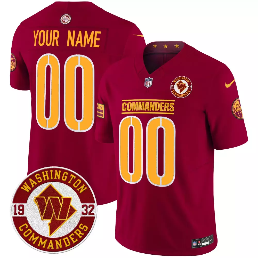 Custom Washington Commanders Jersey Maroon Men Gold Vapor Limited All Stitched