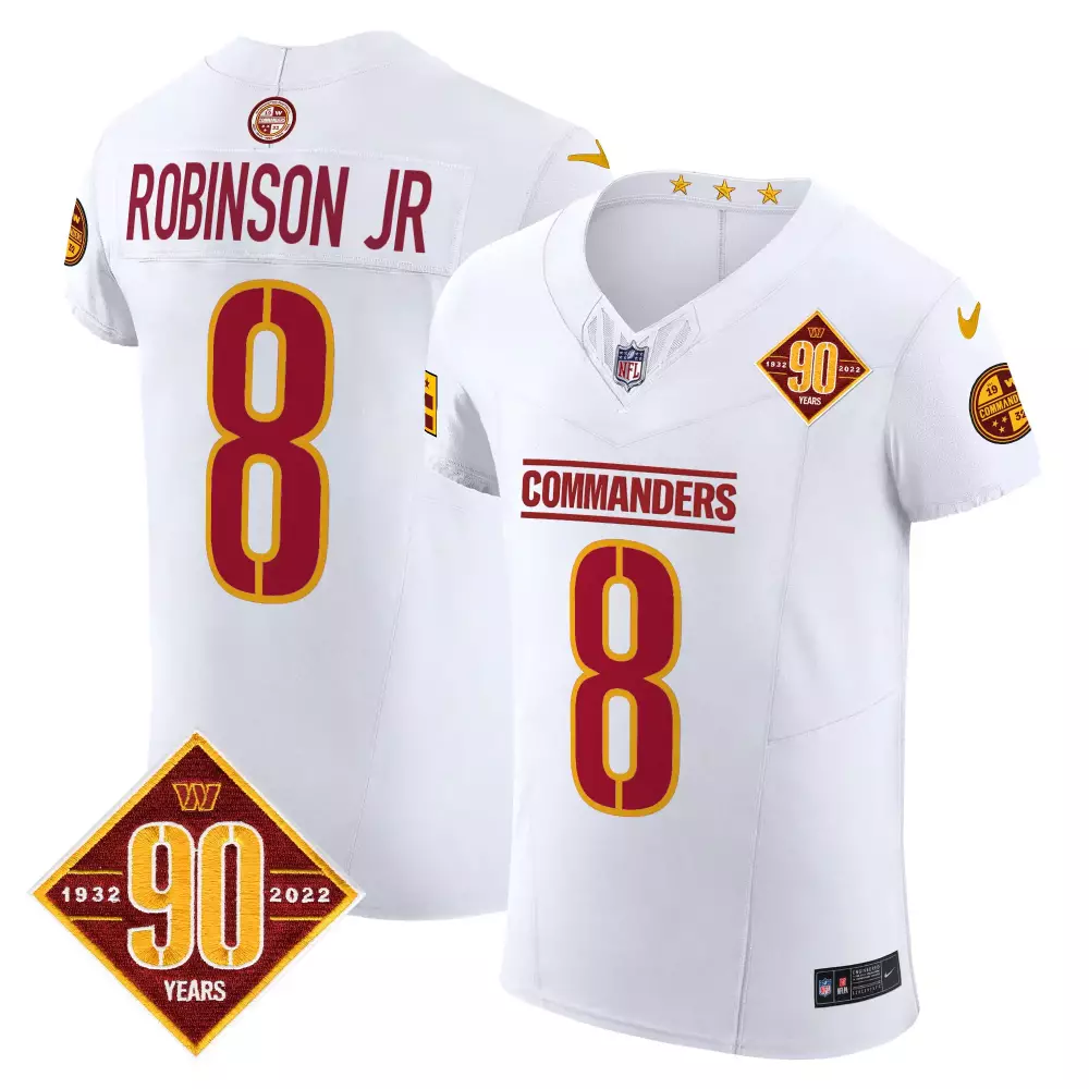 Brian Robinson 8 Commanders Jersey White 90th Anniversary 90 Years 1932-2022 Men