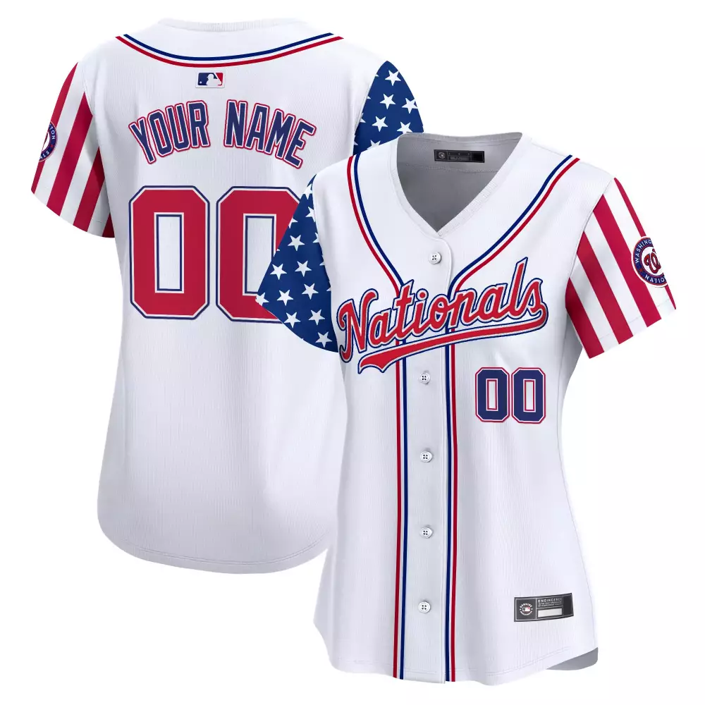 Custom Nationals Jersey White Red Blue Vapor Stitched Embroidered