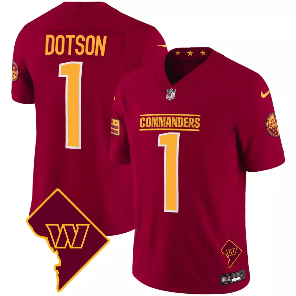 Dotson 1 Commanders Jersey Maroon 19 Washington Dc Outline Men NFL Gold All Stitched