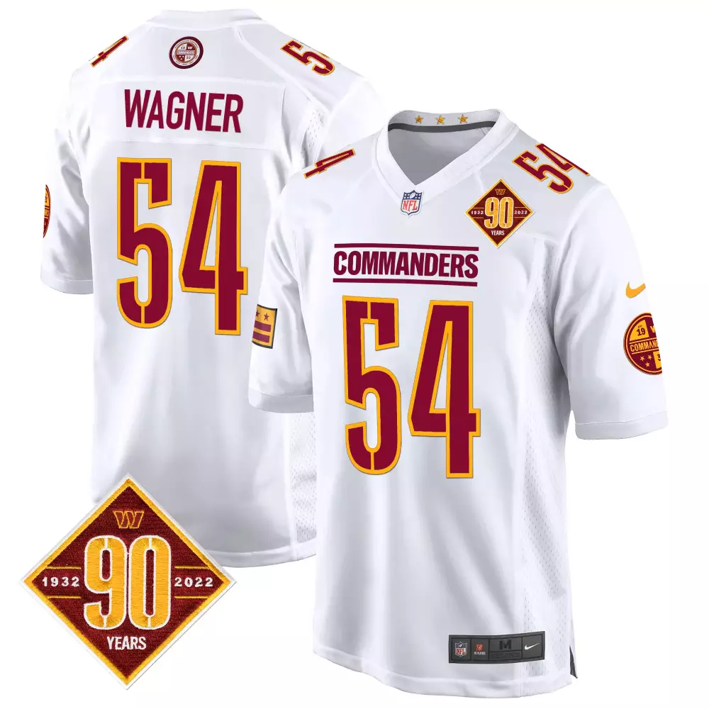 Bobby Wagner 54 Commanders Jersey White 90th Anniversary 90 Years 1932 2022 Men Replica