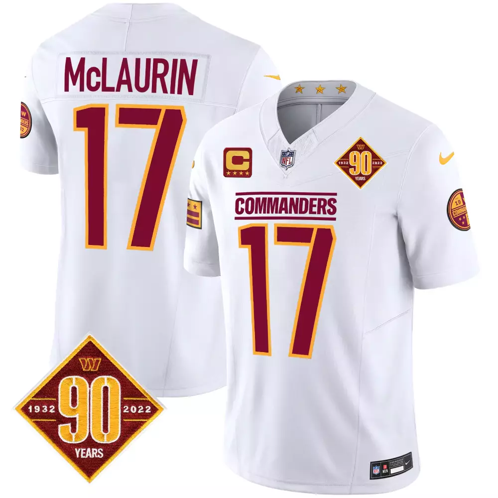 Terry Mclaurin 17 Commanders Jersey White 90th Anniversary 90 Years 1932-2022 2022