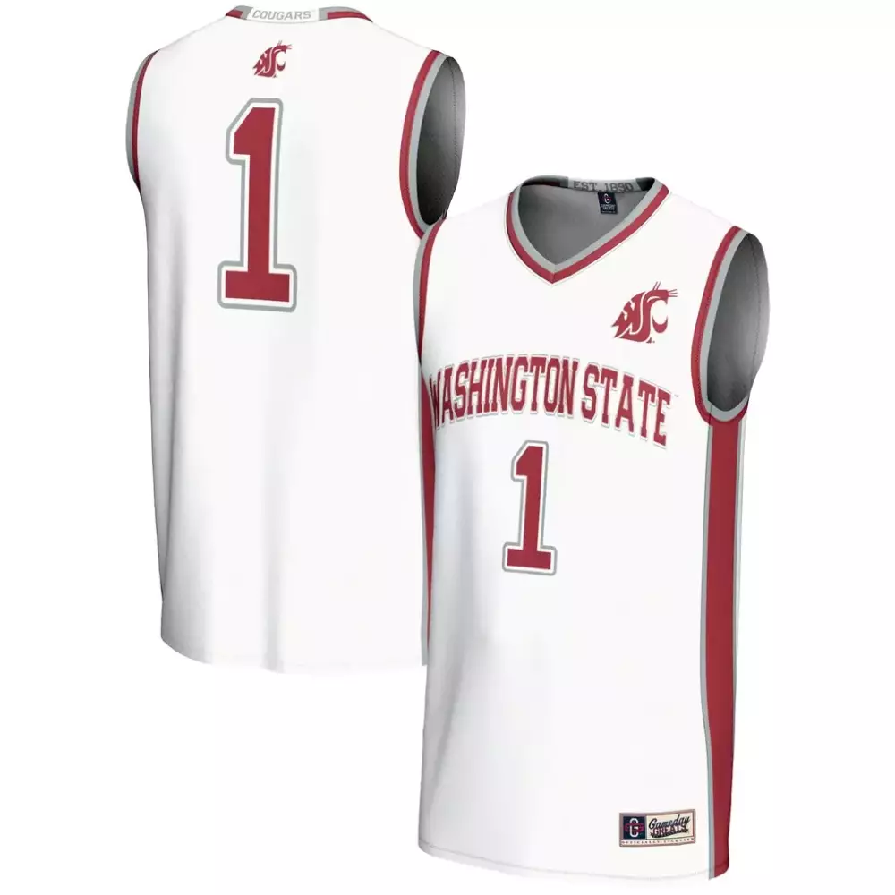 Cougars 1 Washington State Jersey White Gameday Threads Men Red Gray