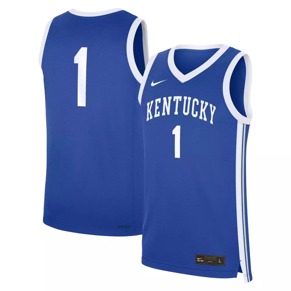 Custom Kentucky 1 Jersey Blue Men White All Stitched Vapor