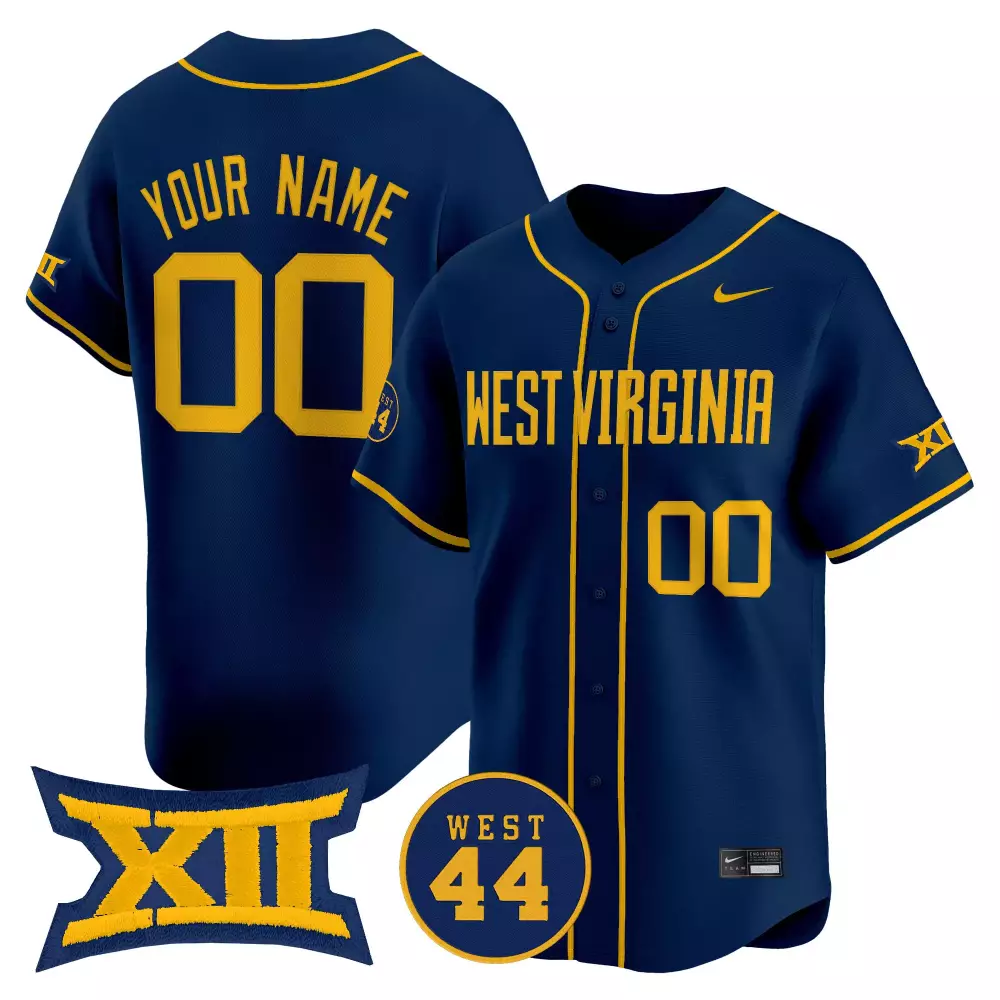Custom West Virginia Jersey Navy Men Yellow Stitched Vapor Limited