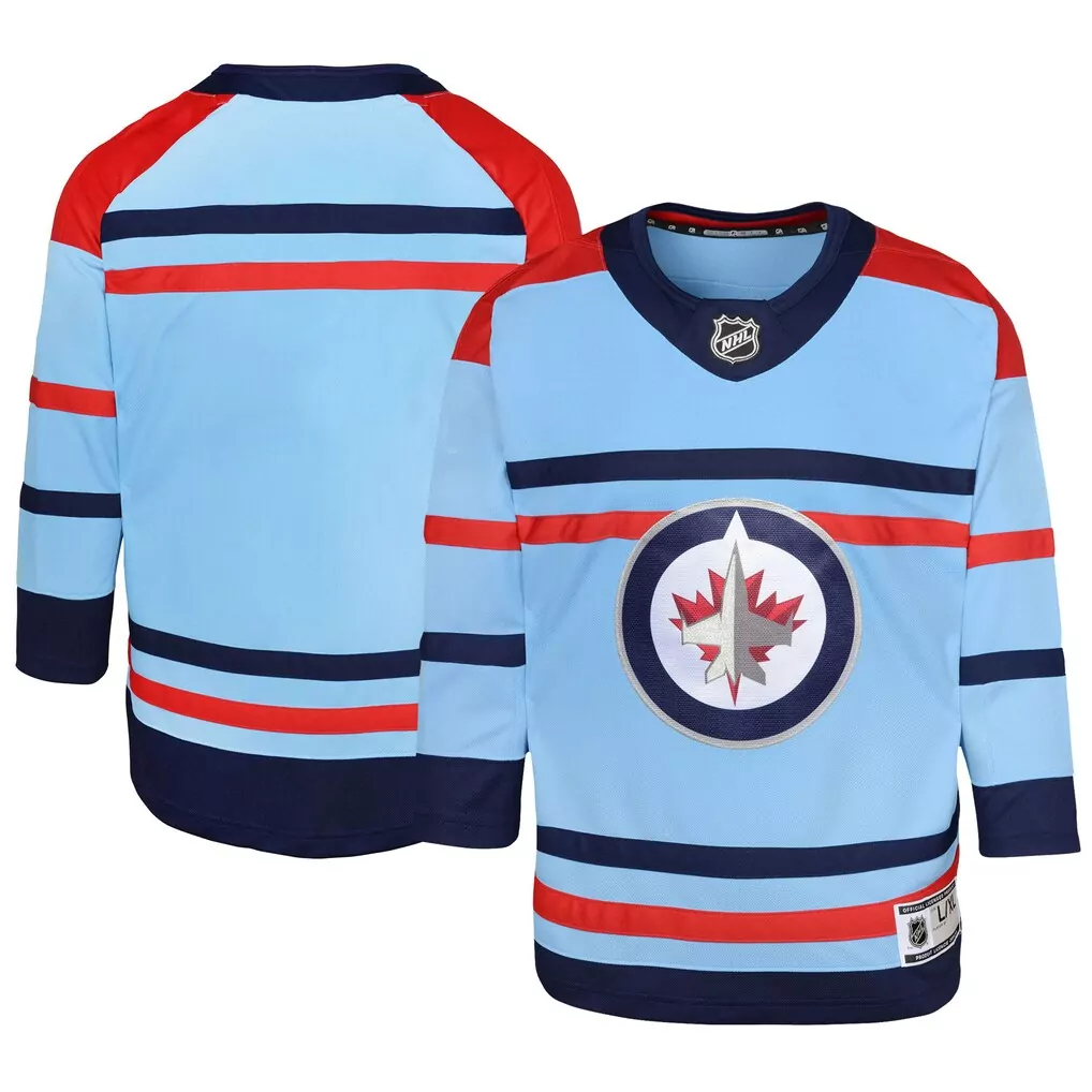 Custom Winnipeg Jets Jersey Light Blue Men Ice Navy Red Anniversary Premier