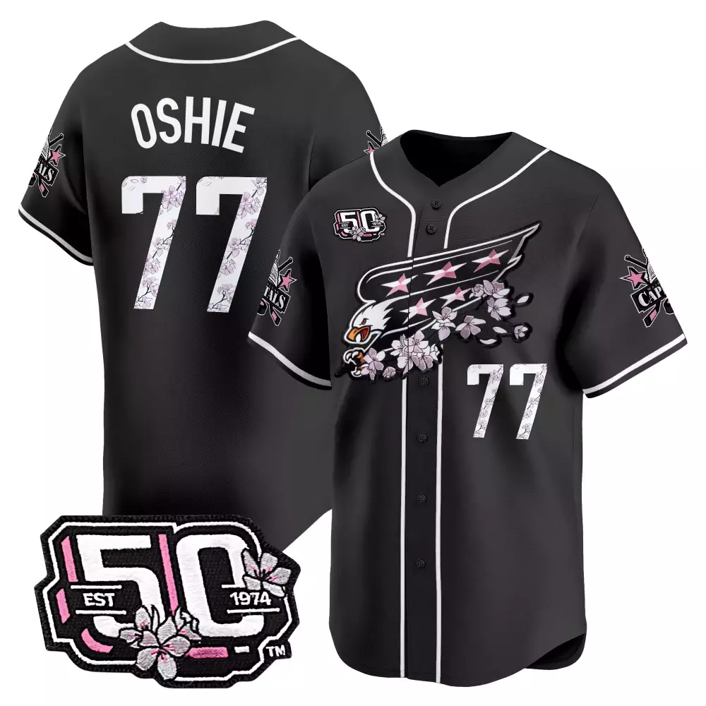 Oshie 77 Capitals Jersey Black 50th Anniversary 2023 Men White Pink Vapor