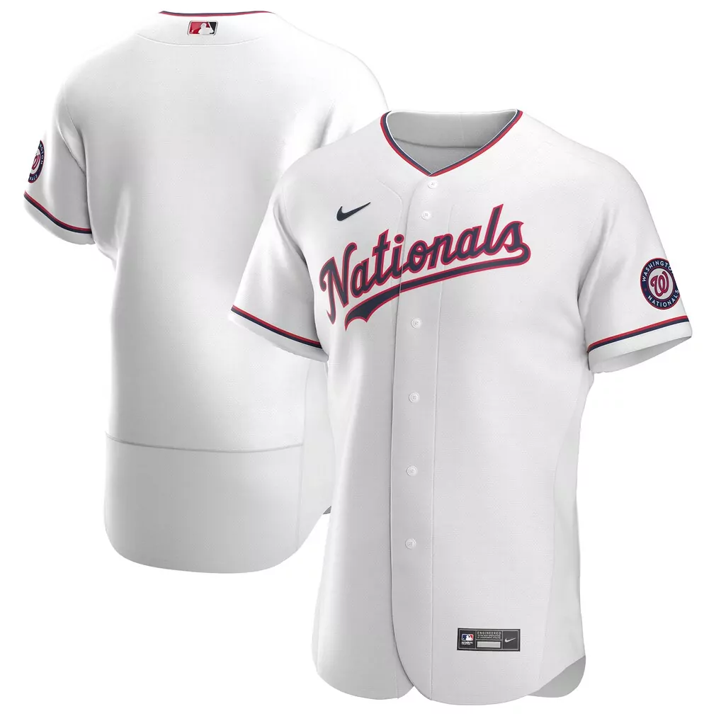 Washington Nationals Jersey White City Connect Men Custom Design Navy Red Alternate