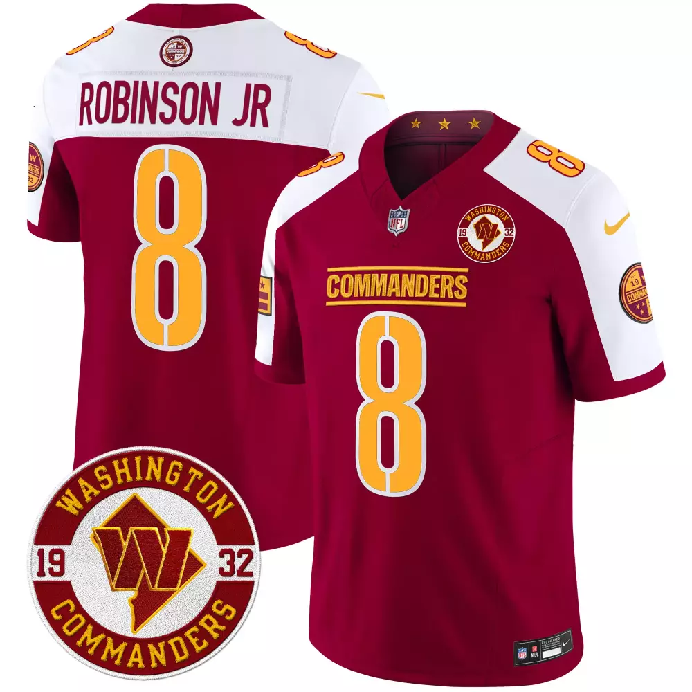 Robinson Jr. 8 Jersey Maroon Washington Commanders Men Gold White Alternate Vapor