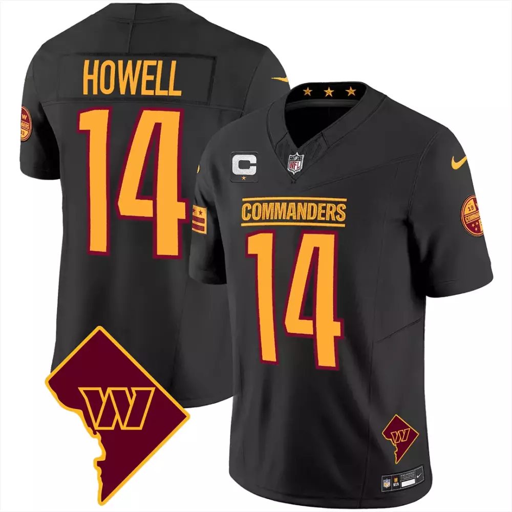 Sam Howell 14 Commanders Jersey Black Men Alternate Maroon Gold All Stitched Vapor