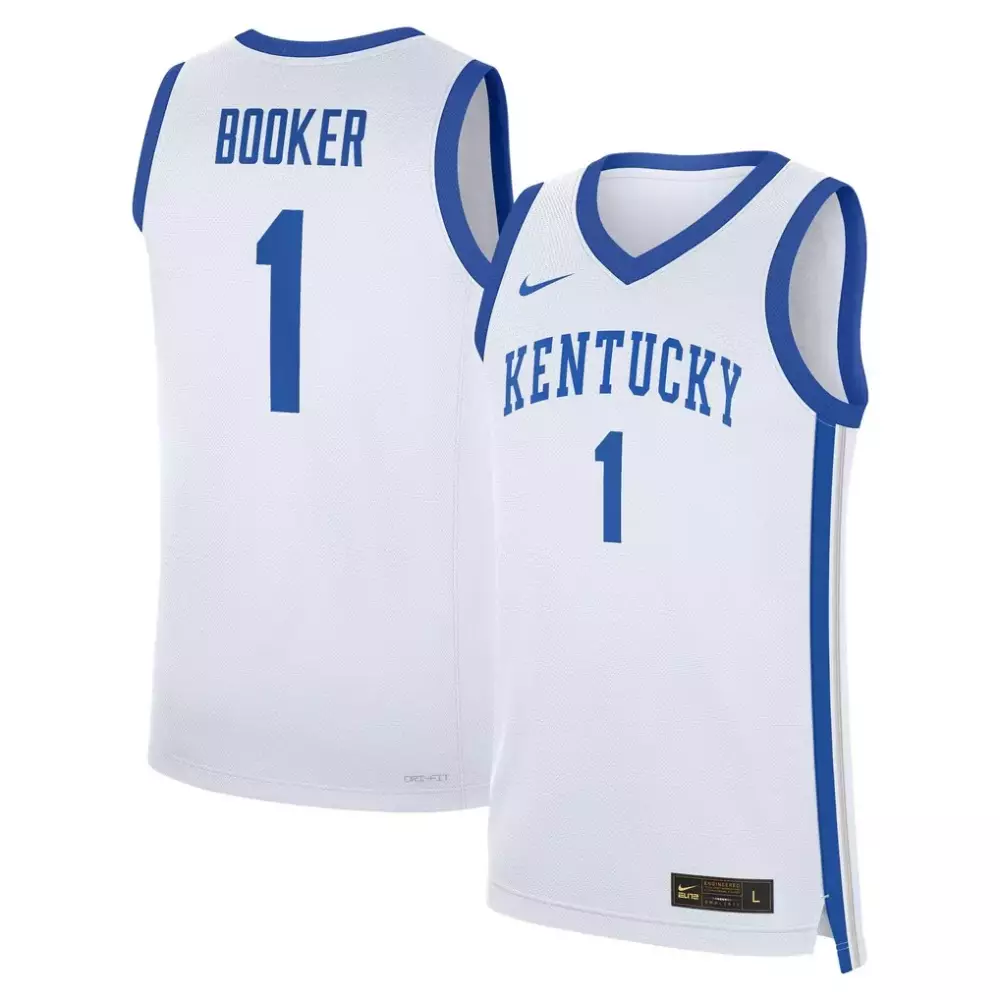 Devin Booker 1 Kentucky Jersey White Men Blue Replica