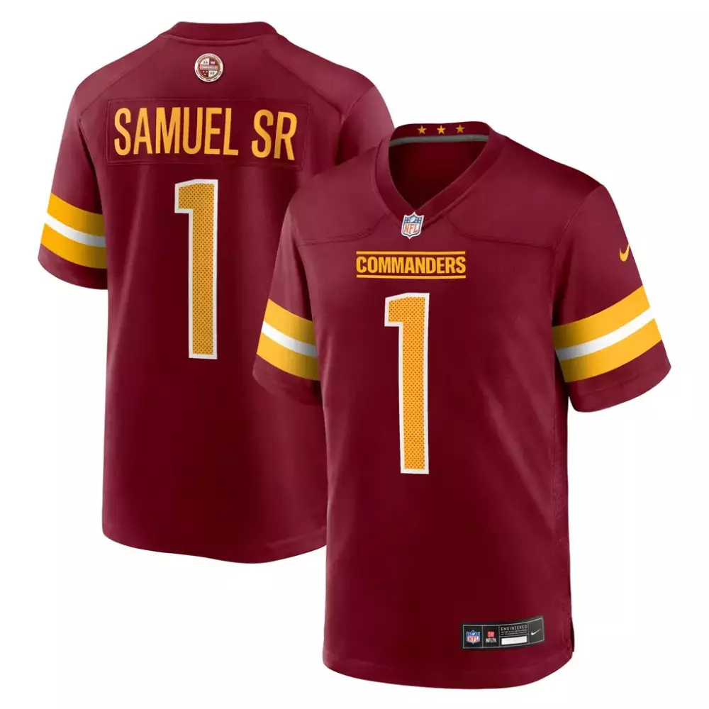 Samuel Sr. 1 Commanders Jersey Maroon Men Standard Gold White Game