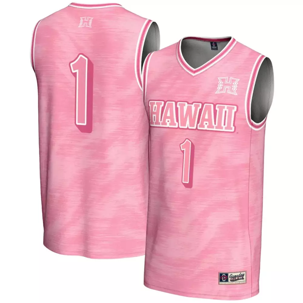 Custom Hawaii 1 Jersey Pink Gameday Design White Unisex Fashion