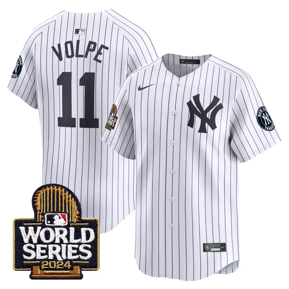 Anthony Volpe 11 New York Yankees Jersey White World Series 2024 Men Black Vapor