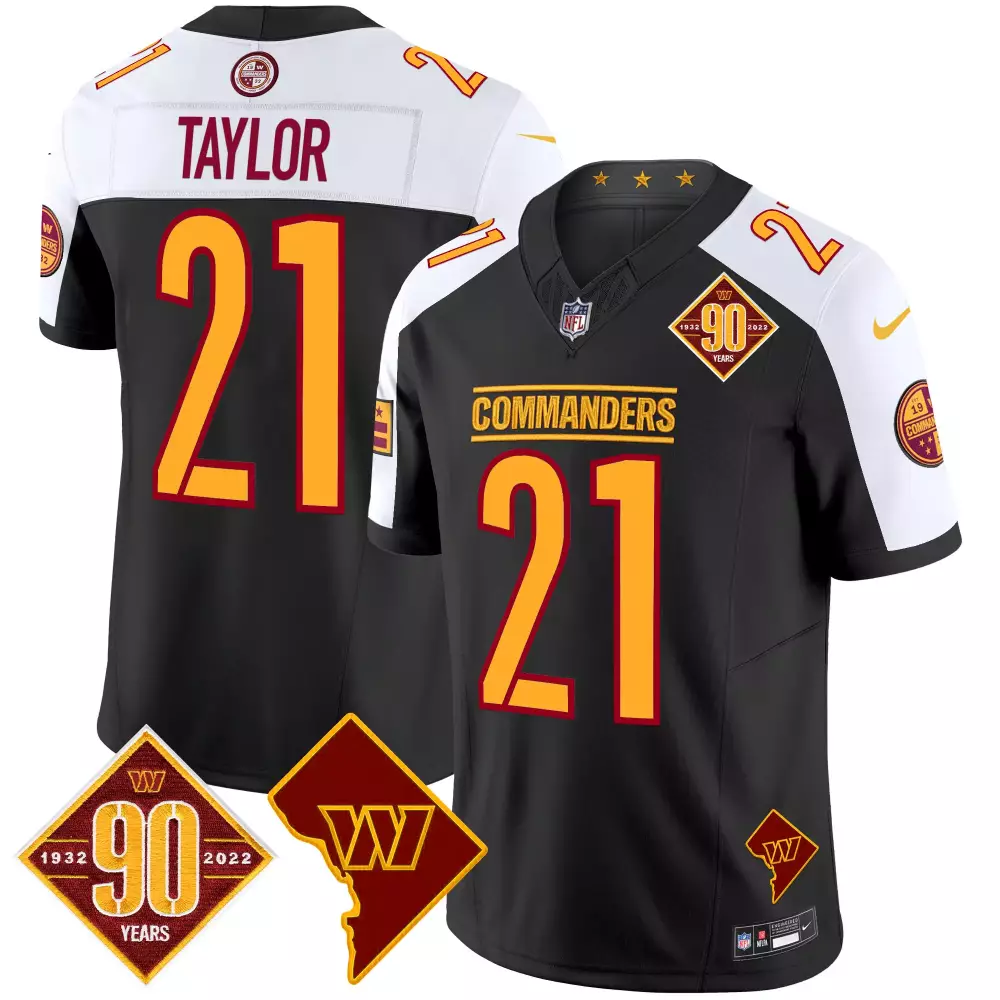 Sean Taylor 21 Commanders Jersey Black 90th Anniversary 90 Years 1932-2022 Washington Dc Outline