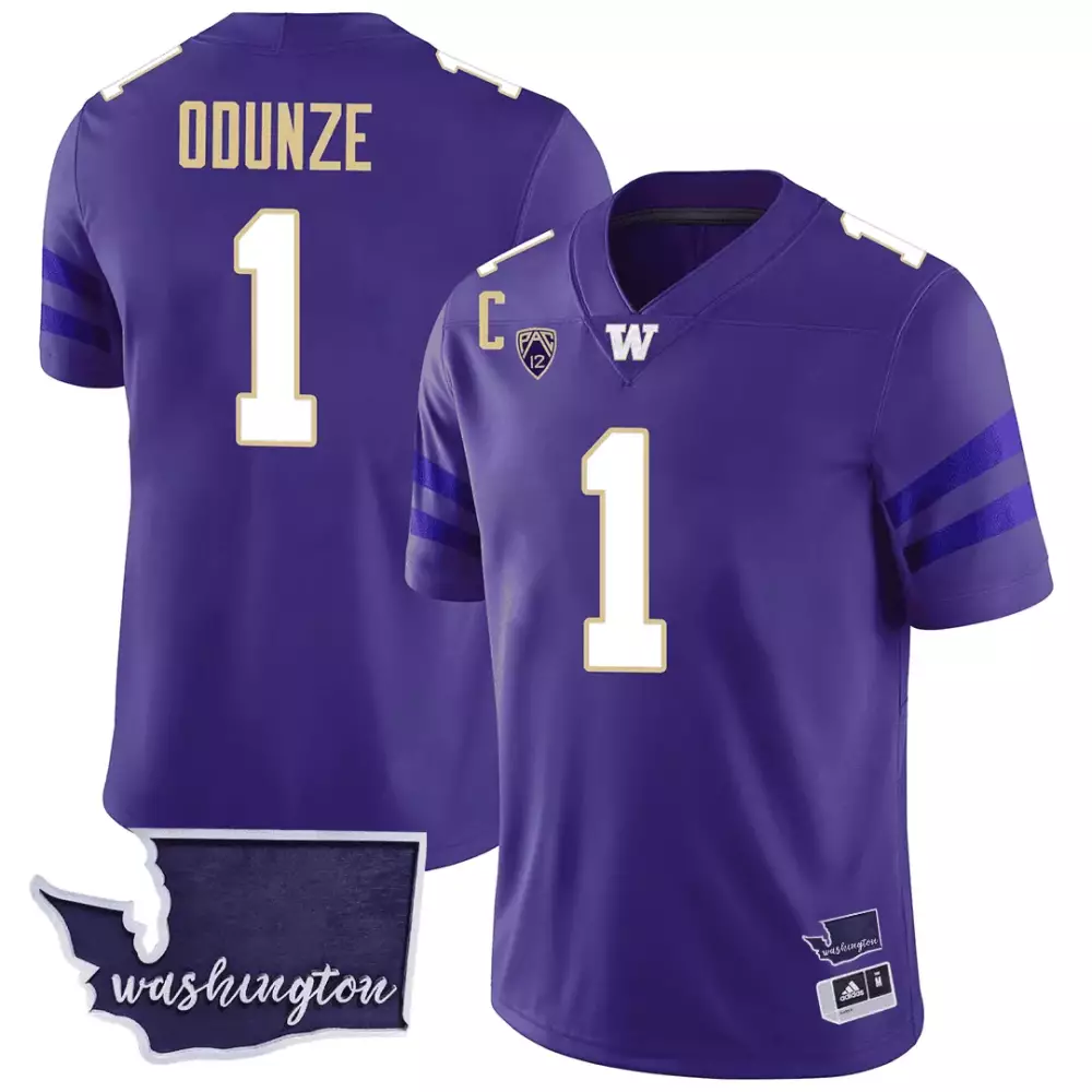 Rome Odunze 1 Washington Huskies Jersey Purple Men Gold White Vapor All Stitched