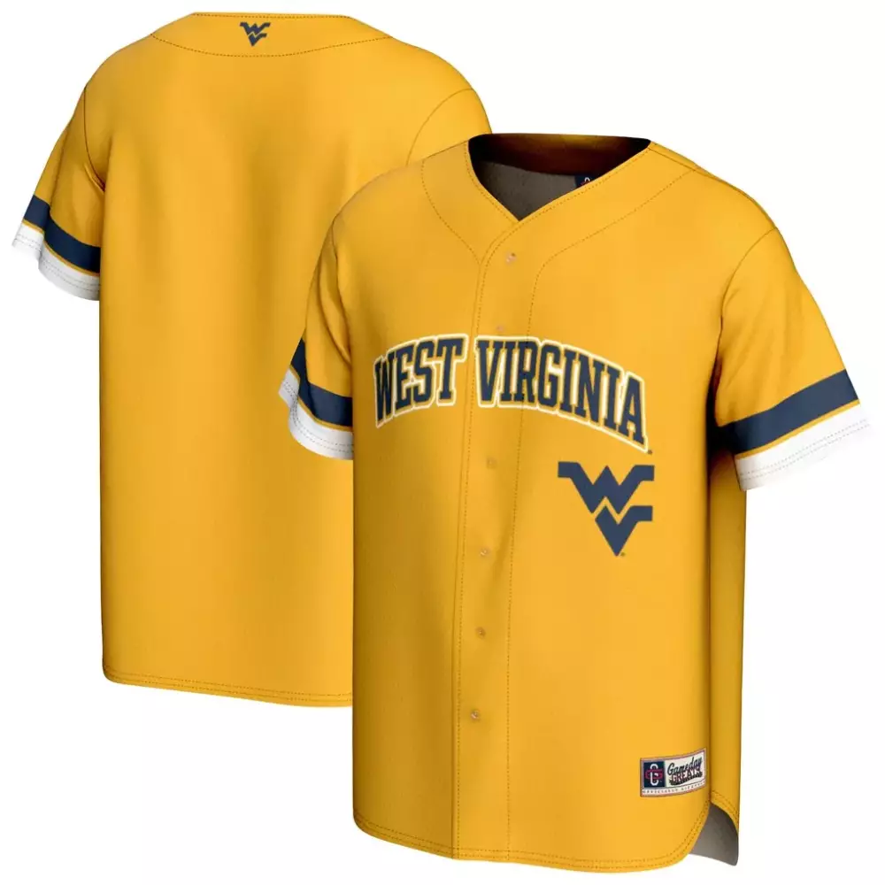 Custom West Virginia Mountaineers Jersey Gold Men Navy Blue White Gameday Unisex