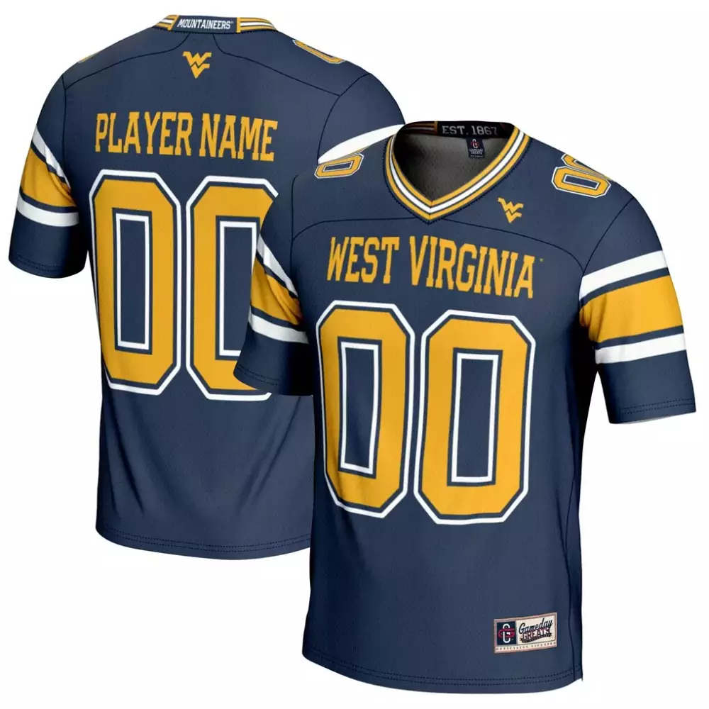 West Virginia Mountaineers Jersey Navy Blue Men Gold White Gameday