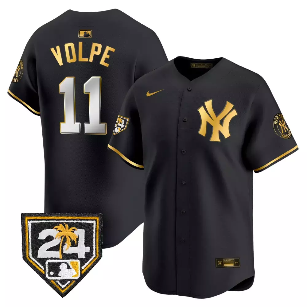 Anthony Volpe 11 New York Yankees Jersey Black Men Gold White Vapor Premier Limited