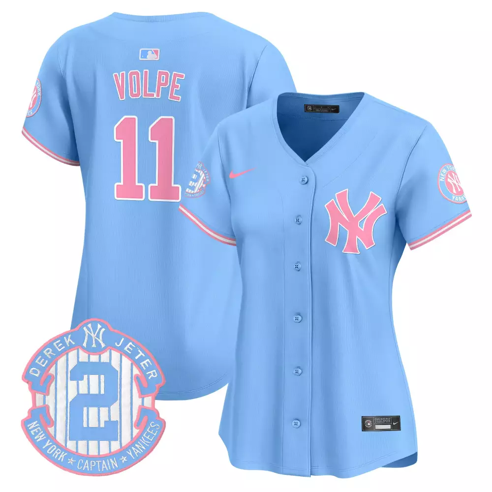 Anthony Volpe 11 New York Yankees Jersey Light Blue Derek Jeter Captain 2023 Women