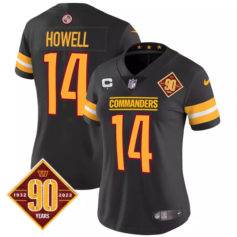 Sam Howell 14 Commanders Jersey Black 90 Years 1932-2022 2022 Men Authentic Gold