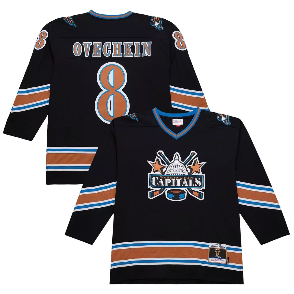 Alexander Ovechkin 8 Jersey Black Washington Capitals Men Replica Orange Blue White