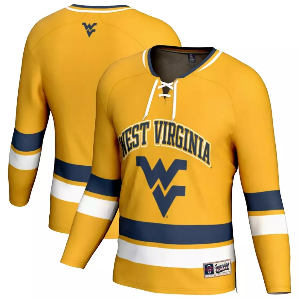 West Virginia Jersey Gold Mountaineers Men Navy Blue White Gameday