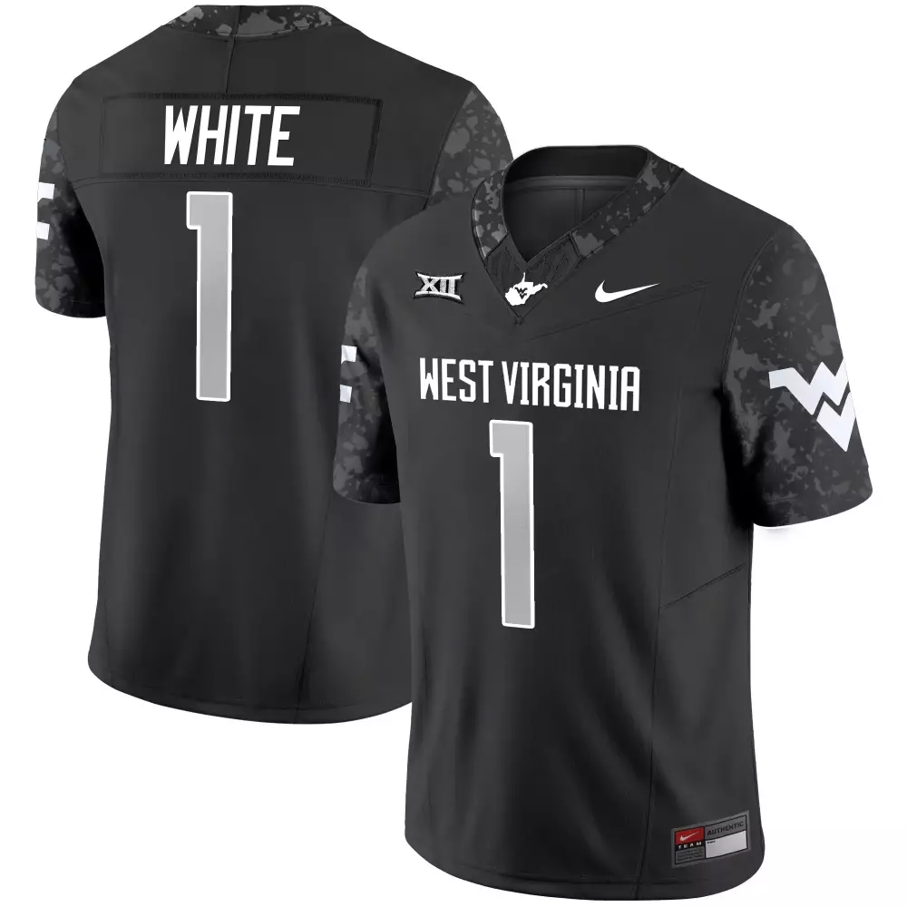 White 1 West Virginia Jersey Black Big Men Grey Stitched Vapor Limited