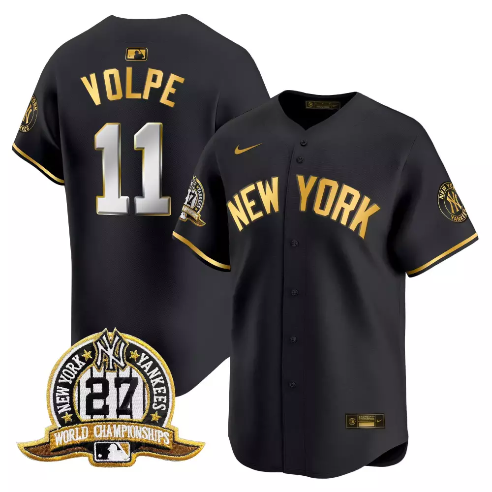 Anthony Volpe 11 New York Yankees Jersey Black Men Gold White Vapor Premier Limited