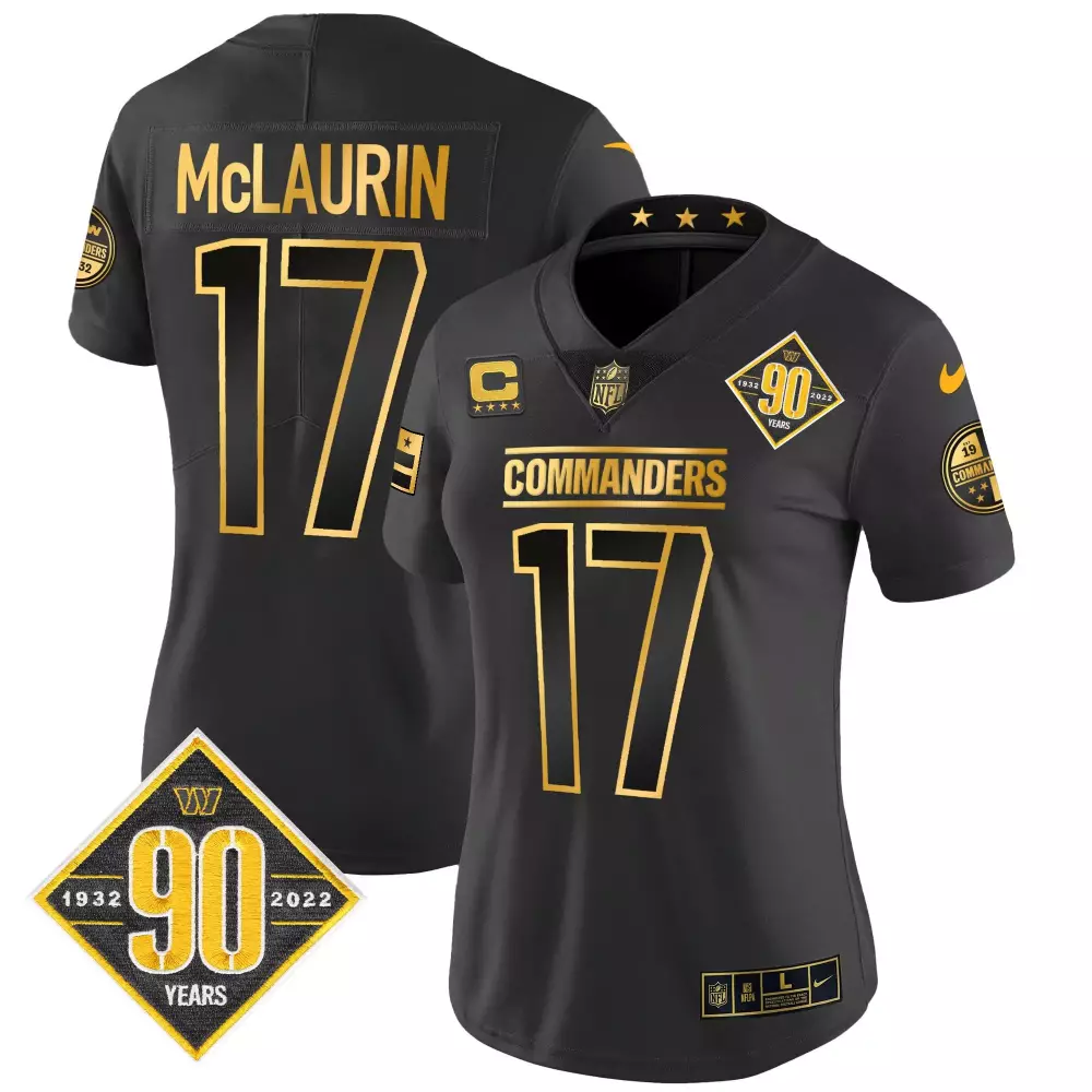 Terry Mclaurin 17 Commanders Jersey Black 90th Anniversary 19th 2022 Women Alternate