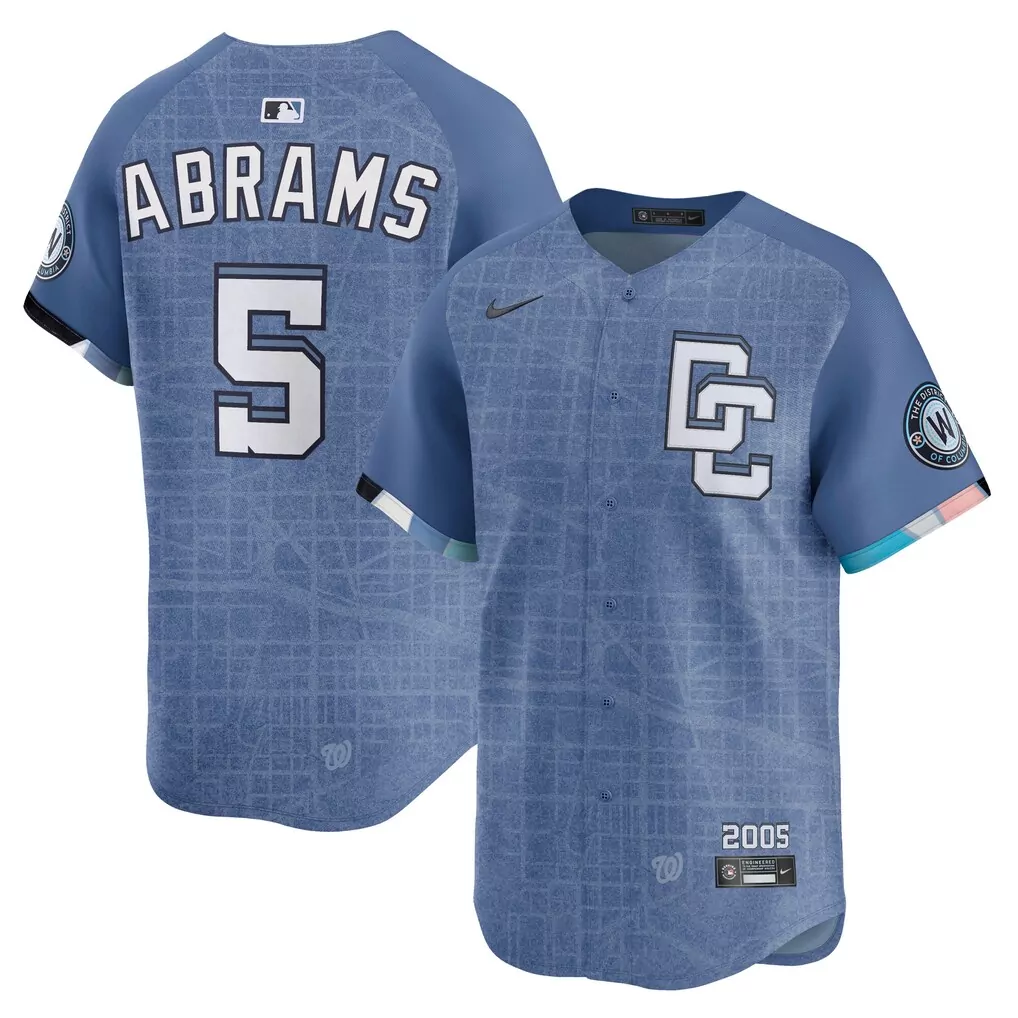 Cj Abrams 5 Washington Nationals Jersey Blue City Connect "w" District Columbia Men