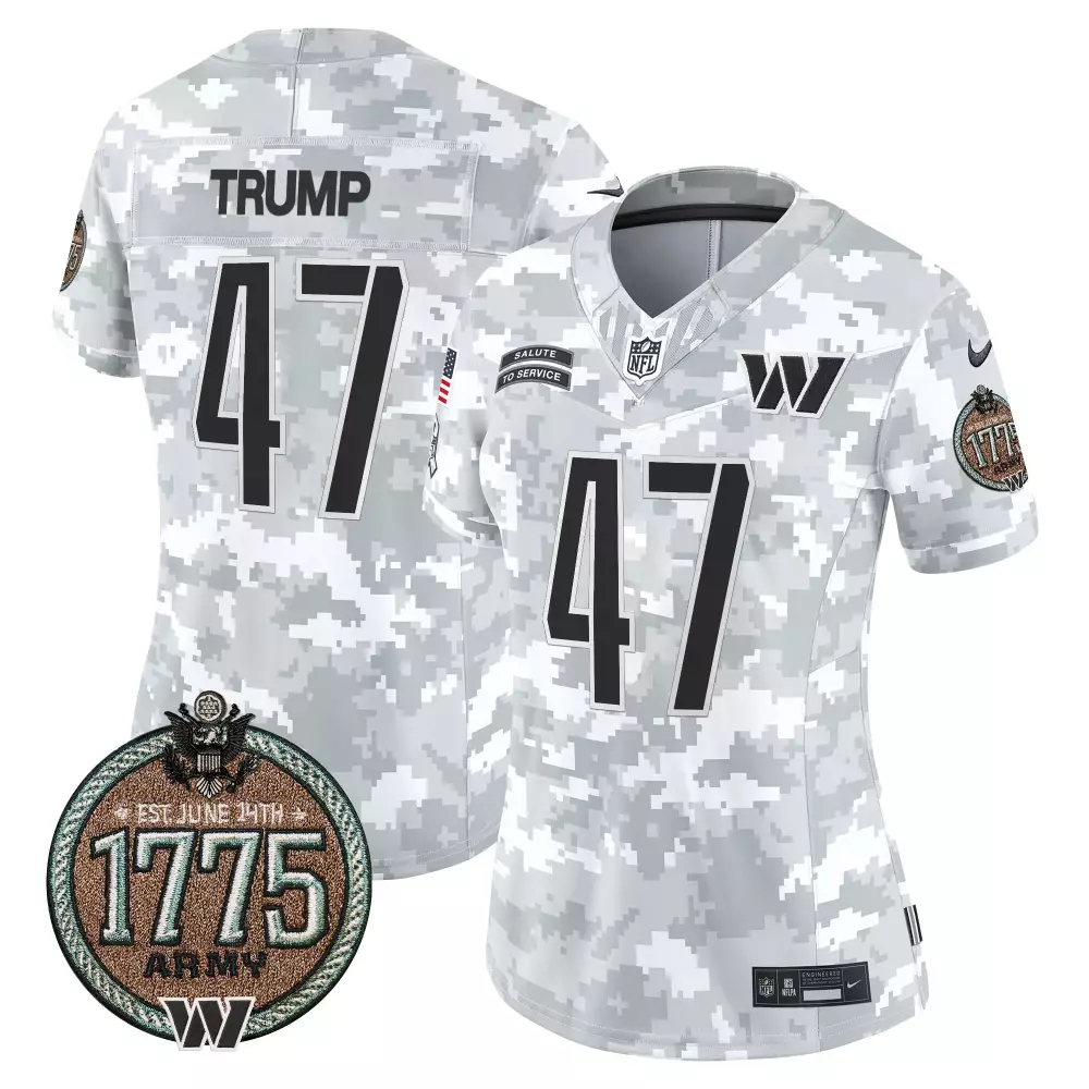 Donald Trump 47 Jersey White Salute To Service Washington Commanders 1775 Army Military Camouflage