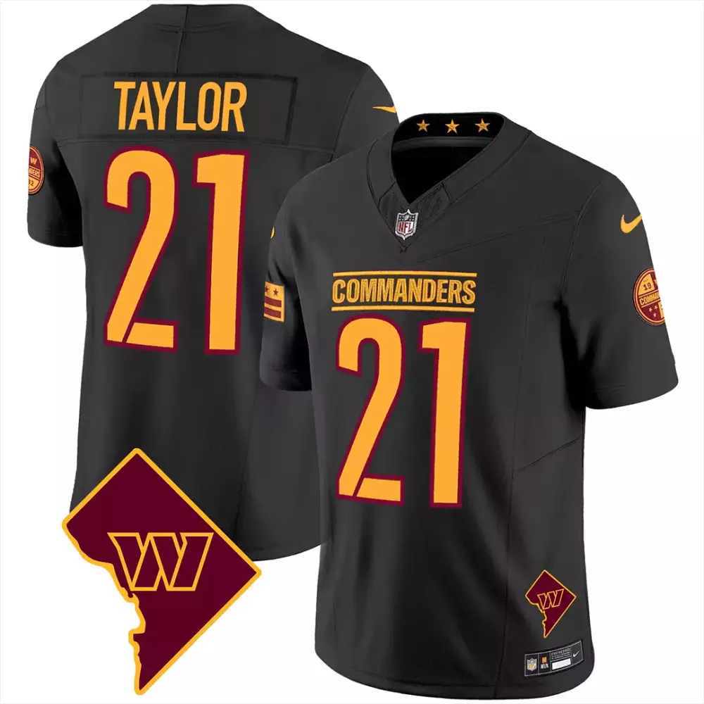 Taylor 21 Commanders Jersey Black Commemorative Washington 19 Men Official Maroon