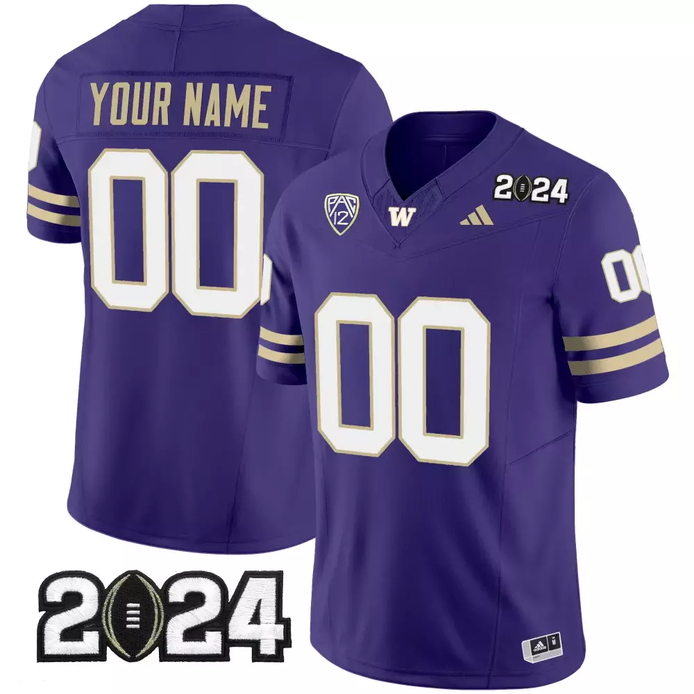 Custom Washington Huskies Jersey Purple 2024 Football Season Men Gold Vapor Limited