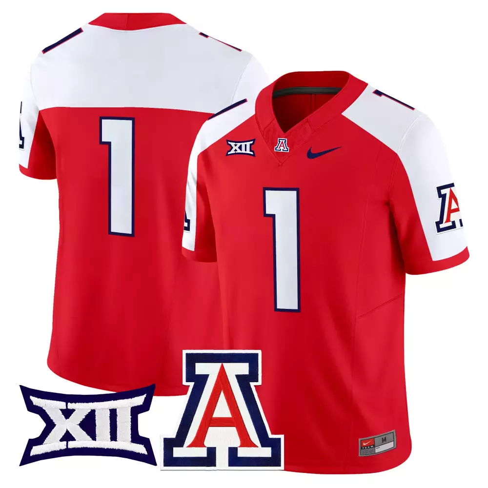 Custom Arizona Wildcats 1 Jersey Red Big 'a' Men White Navy Blue Vapor Limited All